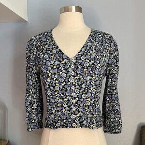 Rouje Daria Floral Blouse Top Button Front Cottagecore prairie
